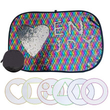 Reversible Sequins DIY Decoration Wall Sensory Fun Toy Discovery Learning with Travel Case for Kids 40 x 27 Inch Rainbow Color