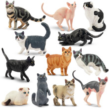 Cat Toys Figurine Set, 12PCSRealistic Cat Cake Toppers Kitten Toys, Christmas Birthday Gift for Kids 3-5 Toddlers