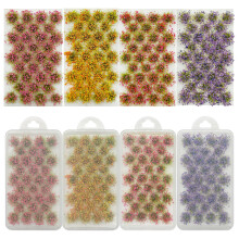 Woohome Artificial Grass Tufts, 128 PCS Railway Nylon Grass, 4 Colors (Blue, Red, Yellow