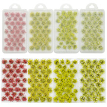 Woohome Static Grass Tuft Model Gras s Tufts, 128 PCS Railway Artificial Grass 4 Colors Bushy Tuft Flower Cluster Vegetation Groups for DIY Building