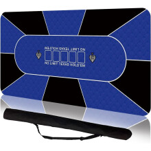 Professional Poker Mat 120 x 60 cm, 8 Player Portable Rubber Texas Hold'em Poker Table Top Layout w/Carrying Bag to Play Cards, Poker Games