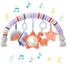 Bebamour Baby Stroller Arch Toy, Adjustable Pram Toys with Mirror, Soft Hanging Sensory Toys for Car Seat, Pushchair, Cot & Bassinet