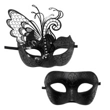 Oidea Couples Masquerade Mask Set: Shiny Rhinestones Metal Mask Butterfly Costume Ball Prom Party Venetian Mardi Gras Mask