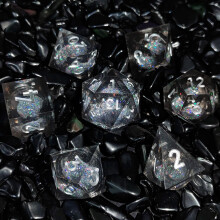 ORUZA Liquid Core DND Dice Set Polyhedral Resin Sharp Edge D&D Dice 7 PCS