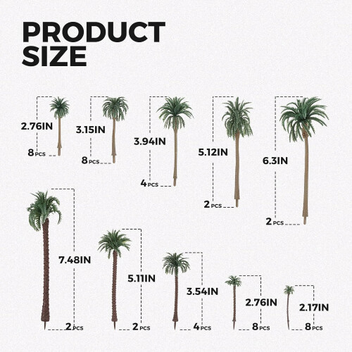 Yetaha 48 PCS Model Palm Trees, 5.5-19cm, for Decor 1