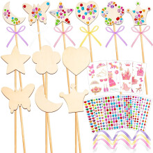 BNJZWJJ 40pcs Princess Fairy Wand Kit, Wooden DIY Fairy Wand Making Kit for Girls, Fairy Wand for Birthday Gifts Party Supplies