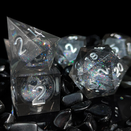ORUZA Liquid Core DND Dice Set Polyhedral Resin Sharp Edge D&D Dice 7 PCS 2