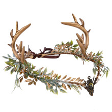 MOSTORY Antler Crown with Leaf for Elf Fairy Renaissance Costume Halloween Cosplay Carnival Accessories