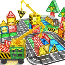 KAEILORU Magnetic Tiles Road Building Blocks Magnet Crane Car Set for Kids