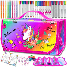 weirtoya Unicorn Gifts Washable Fruit Scented Markers Stationery Set, Gils Birthday Gifts for 4 5 6 7 8 Year Old Girls
