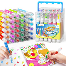 D-FantiX Washable Stamp Markers for Kids, 36 Pcs Colouring Felt Tip Pens