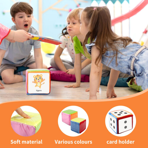 Large Dice 2 Pcs 10cm Foam Dice with Pockets Exercise Dice for Kids 2
