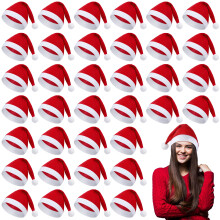 36 Pack Christmas Santa Hat Bulk with White Cuffs Non-woven Decorative Santa Costume Hat Christmas Party Supplies Hats for Cosplay Performance