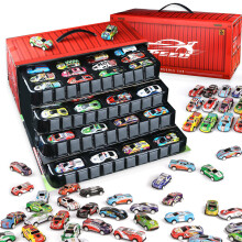 48 Pieces Metal Pull Back Cars Toy,Mini Racing Vehicles for Kids,Storage Container Truck Toy with Track Maps for Boys and Girls 3+ Years Old