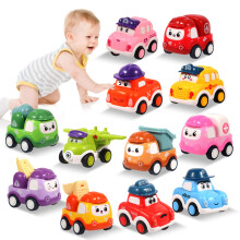 12 Pcs Pull Back Cars Set Toys for 1 2 3 Year Toddlers, Construction Vehicle Racing Car Set, Baby Toys for 1-3 Year Old Boy