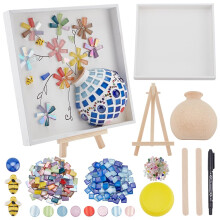 WEBEEDY DIY Mosaic Painting Kit Handmade Flower Vase Pattern Square Frame Mosaic Arts and Craft Kits DIY Adult Mosaic Making Projects Kits with
