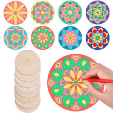Wooden Mandala Painting Set, 40PCS Mandala Unfinished Wood Cutouts to Paint Wooden Mandala Ornament for Adult to Relax Painting