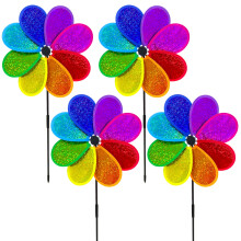4Pcs Colorful Garden Windmill, 30cm Rainbow Sparkly Windmills Spinners for Garden Wind Spinner Party Pinwheel Windmills and Yard