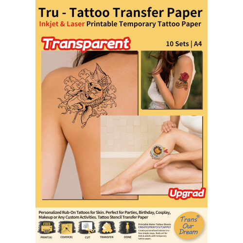 TransOurDream Clear Temporary Tattoos A4 10 Sets(08Pro-10)