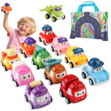 Toys for 1 2 3 Year Old Boys,12 Pcs Pull Back Toy Cars with Play Mat Map