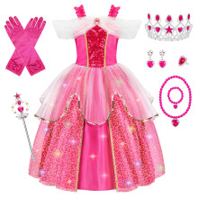 MELAND Princess Costumes for Girls, Light Up Dress for Kids Aged 3-10