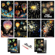DESINIK Scratch Painting Art Paper,Scratch Art for Adults,Creative DIY Craft Gift Scratch Rainbow Painting Luminous Paper Set with 4 Tools