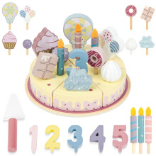 Ainiv Wooden Birthday Cake, Pretend Role Play DIY Cake Toys, Birthday Cakes Cutting Toys With Removable Candles and Decorative Elements