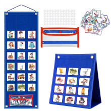 Visual Timetable, Children Visual Daily Routine Chart with 96 Picture Cards, Visual Now and Next Board Learning Aid Tool to Support Communication