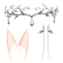 LaVenty Set of 3 Silver Elf Headpiece Elf Ears Elf Crown Tiara Fairy Headpieces