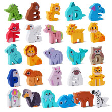Melofaver Wooden Puzzle for Kids Ages 3-5, Animal Shape Alphabet Puzzle
