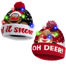 Light Up Christmas Hat, Glow In The Dark Christmas Cap with Replaceable Battery, Unisex LED Santa Hats