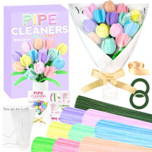 Pipe Cleaners Craft Kit 8 Assorted Colors Pipe Cleaners Bulk Flower Making Kit Chenille Stems DIY Arts and Crafts Supplies for Kids Adults Creative