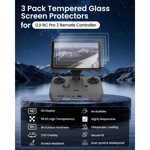 LKTOP 3 Pack RC Pro 2 Screen Protector for DJI Remote Controller Accessories, Compatible with DJI Mavic 4 Pro, Mini 5 Pro, Air 3S, Air 3 1