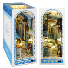DIY Book Nook Kits for Adults, Book Nook Kit with Led Light, DIY Miniature Dolls House, Bookend Shelf Insert, Wooden Book Nooks Dollhouse Kit