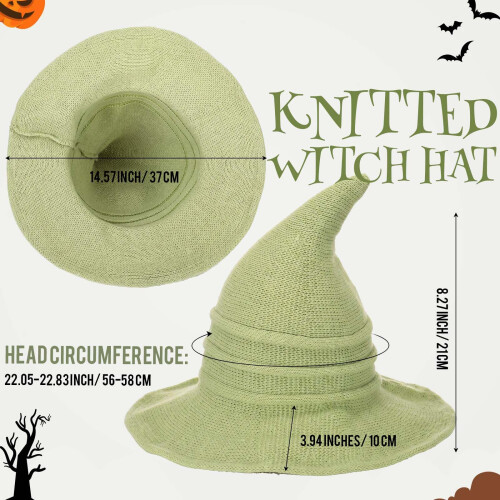 Boyiee Knitted Witch Hat Wide Brim Pointed Cap 1
