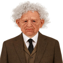 Realistic Old Man Lady Mask for Adults Latex Scary White Hair and Wrinkles Grandfather Full head Mask for Halloween Carnival Cosplay Party