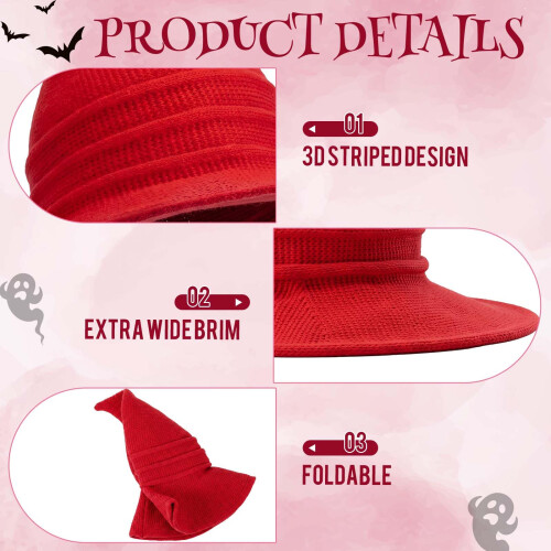 Boyiee Knitted Witch Hat Wide Brim Pointed Cap 2