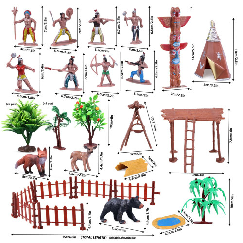 31Pcs Native American Figures Set, School Project Diorama for Kids 1