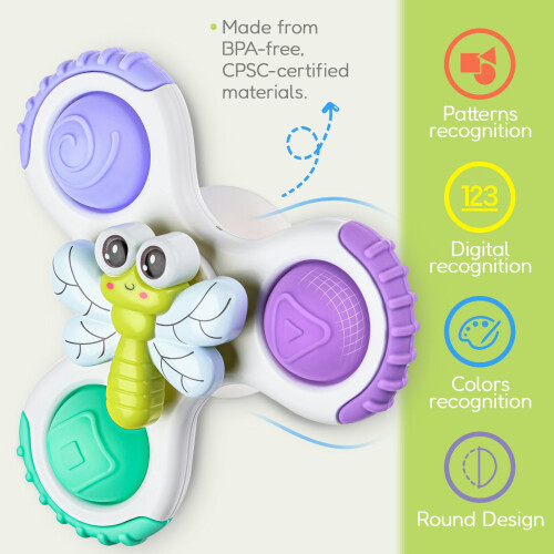 lerrbo 3PCS Suction Spinner Sensory Toy 12M+ 2