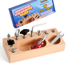 LearnToy Montessori Busy Board with Wooden Screwdriver