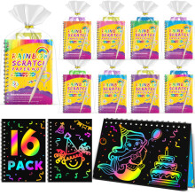 Party Bag Fillers for Kids - Scratch Art Rainbow Magic Paper Set, Arts & Crafts Travel Activity, Birthday Gifts for Kids Aged 4-9
