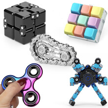 Infinity Cube Fidget Toys for Adults, Sensory Pack with Fidget Spinner, Robot Spinner, Keyboard Clicker Toy