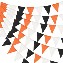 jijAcraft Black Orange White Burlap Bunting: 60PCS Hessian Bunting 20M