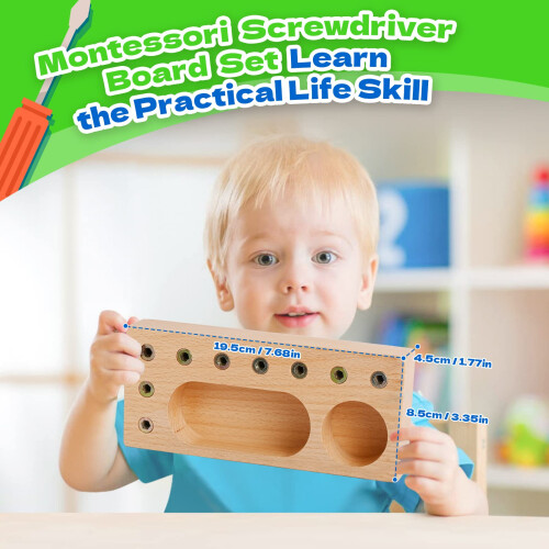 LearnToy Montessori Busy Board with Wooden Screwdriver 2