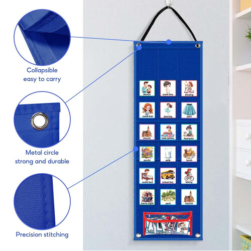 Visual Timetable, Children Visual Daily Routine Chart with 96 Picture Cards, Visual Now and Next Board Learning Aid Tool to Support Communication 2