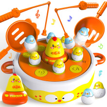 BunnyJOY 4-in-1 Magnetic Fishing Game for Kids, Catching Toy, Music Board with Bowling & Tic-Tac-Toe
