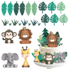 24 Pcs Safari Animal Cake Topper, Jungle Animals Cake Toppers