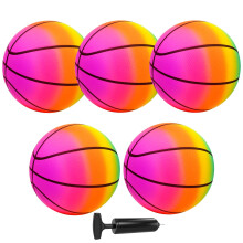 7 inch Basketball for Kids Adults, 5 PCS Colorful PVC Balls for Indoor Hoop, Inflatable Multi-Sport Ball Set with 1 Pump for Teens Outdoor Activities