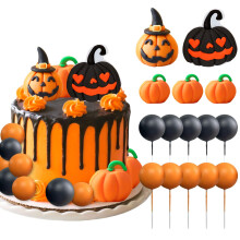 Halloween Pumpkins Cake Decoration Black Orange Balls Cake Topper Pumpkins Decoration Birthday Decoration for Boys Girls Halloween Party Supplies