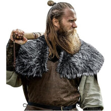 FakeFace Viking Faux Fur Shawl Renaissance Cape Medieval Mantle Shoulder Wrap Collar Furry Fur Collar Halloween Cosplay Costume